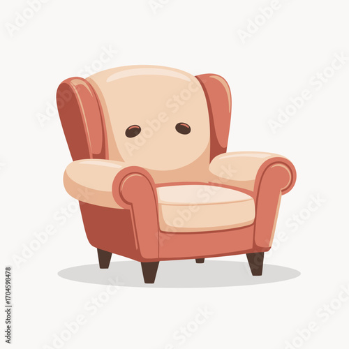 This image showcases a stylish armchair with soft curves and a warm color palette, designed for comfort in a cozy living space, perfect for relaxation and leisure activities.