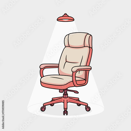 A softly spotlighted ergonomic chair takes center stage, emphasizing its modern design and comfort features, ideal for enhancing any workspace aesthetic and functionality.