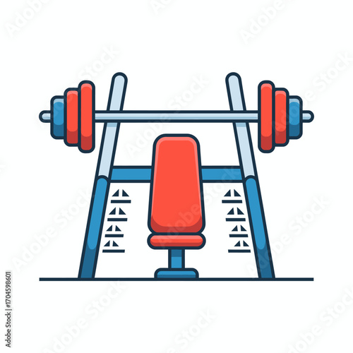 This image showcases a weight bench with a barbell, illustrating the essence of strength training and fitness culture, ideal for gym and workout related themes.