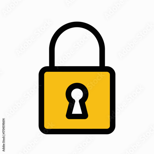 This representation showcases a yellow padlock on a white background, effectively illustrating themes of security, safety, and confidentiality in a minimalist style.