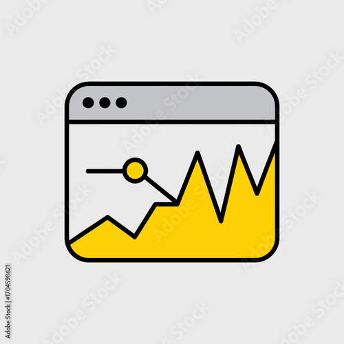 This image showcases a visually striking line graph chart with a prominent yellow accent, representing data trends in a modern and appealing design suitable for business.