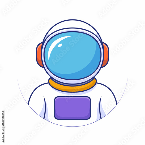A simple yet captivating cartoon astronaut is illustrated with bright features and bold colors, symbolizing the spirit of exploration and curiosity in the vast universe.