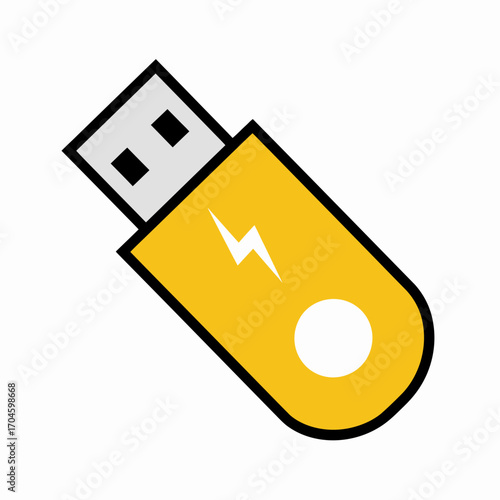 This image features a yellow USB stick with a lightning bolt symbol, emphasizing speed and efficiency in data transfer technology for modern users.