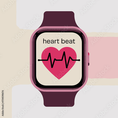 This image presents a stylish smartwatch with a heartbeat rhythm display, underscoring the blend of technology and style in modern health monitoring devices.