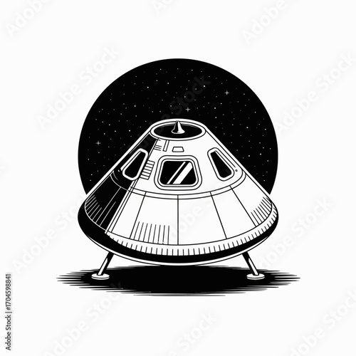 Featuring a stylized spacecraft against a cosmic backdrop filled with stars, this image embodies the limitless potential of human exploration and the wonder of the universe.