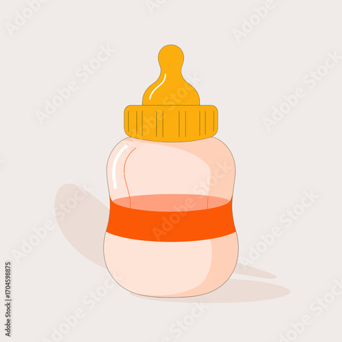 A minimalistic baby bottle adorned with bold colors, symbolizing joy and energy in motherhood, great for visual storytelling related to parenting and childhood themes.