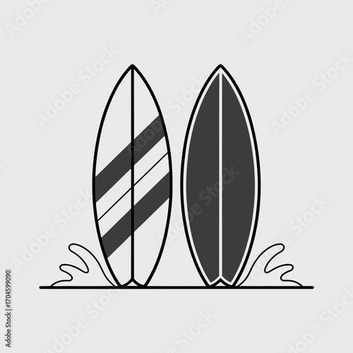 This image portrays two stylized surfboards, representing adventure and freedom, perfect for capturing the spirit of surfing culture and lifestyle for stock photo users.