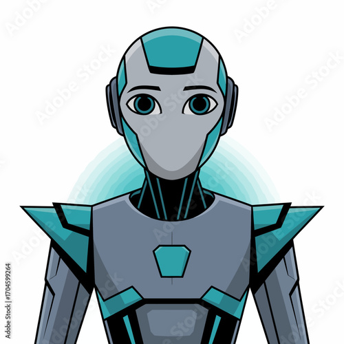 This image features a futuristic robot with a smooth and sleek design, capturing a human-like essence, representing the future of technology in a creative and artistic manner.