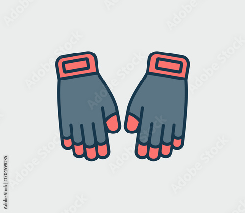 A close-up view of a pair of stylish gloves on a clean, simple background, showcasing the contrasting colors and modern design suitable for various activities.