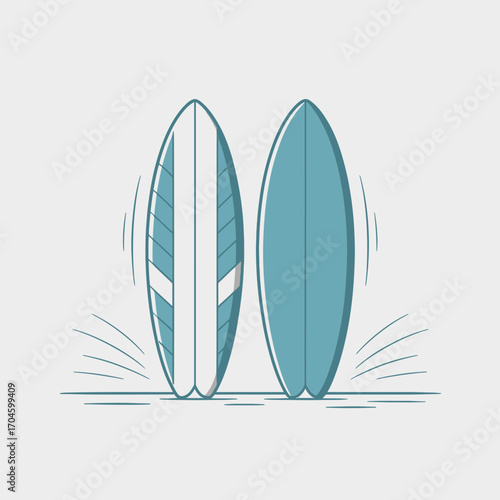 Artistic surfboards with a vibrant color palette embody the essence of surfing culture, designed for use in marketing and promotional visuals showcasing the outdoor lifestyle.