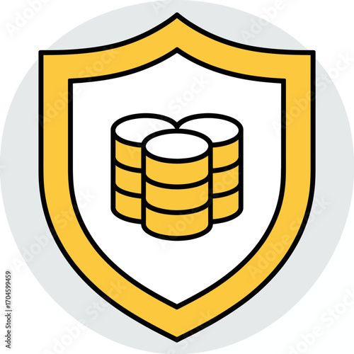Artistic shield icon illustrating stacked data, representing secure data processing and safeguarding personal information against cyber threats in a digital landscape.