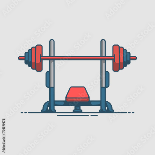 A colorful graphic representation of a weight bench loaded with heavy weights, symbolizing strength and perseverance in fitness practices and health improvements.