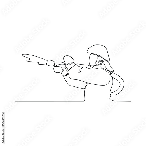 One continuous line drawing of The fire fighter brigade is on duty to put out the blazing fire vector illustration. Fire Fighting design illustration simple linear style vector illustration concept.