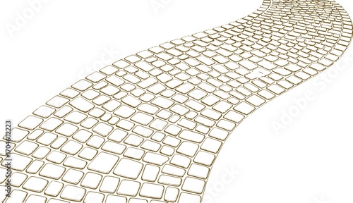 Winding cobblestone path leading forward into future, symbolizing journey and progress