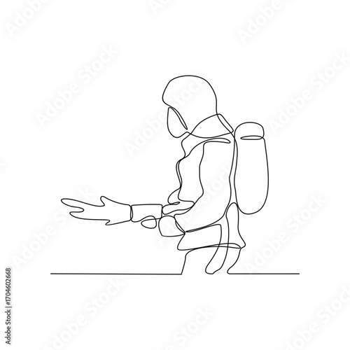 One continuous line drawing of The fire fighter brigade is on duty to put out the blazing fire vector illustration. Fire Fighting design illustration simple linear style vector illustration concept.