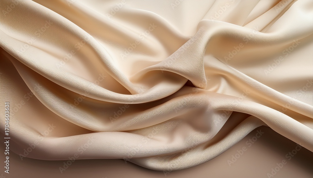 Obraz premium Elegant Cream Colored Fabric Draping With Soft Folds Creating A Smooth Luxurious Texture On A Minimalist Background