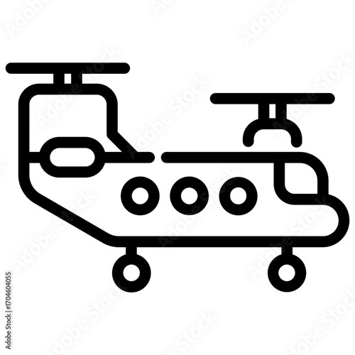 Simple Outline Helicopter Transport Vehicle Flying Machine Element Aviation Icon