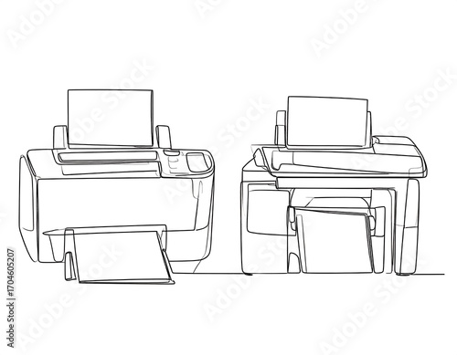 Continuous line drawing of two printers
