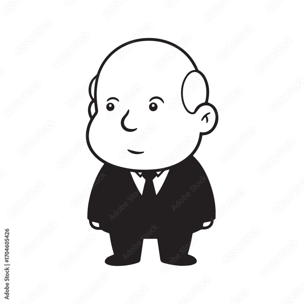 Obraz premium Old man with formal suit black and white vector illustration for classic portrait artwork design