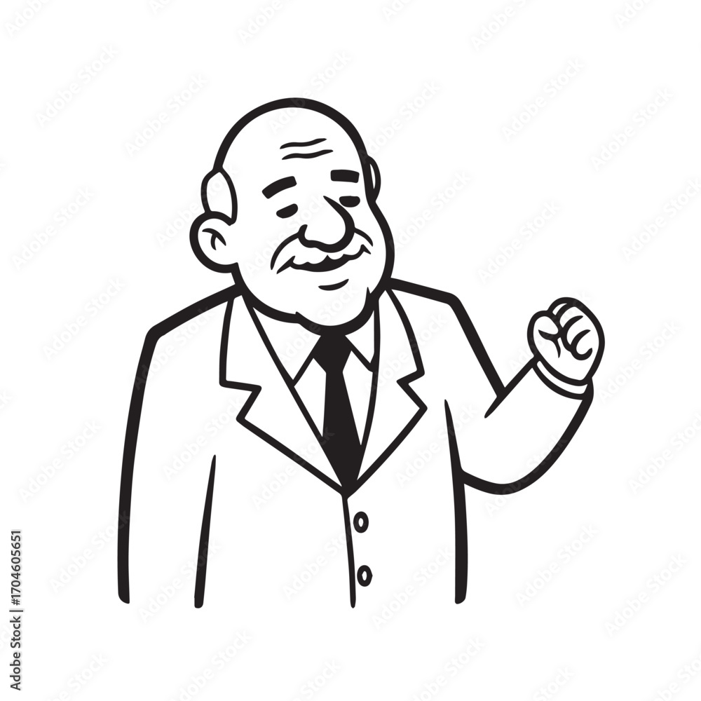 Old man with formal suit black and white vector illustration for classic portrait artwork design Old man with formal suit black and white vector illustration for classic portrait artwork design