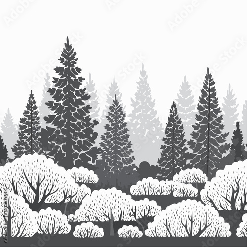Canvastavla Dense thickets of bushes and tops of forest trees