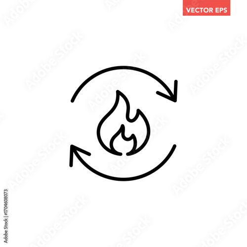 Black single metabolism line icon, simple organism reaction conversion symbol flat design pictogram vector for app logo ads web webpage button ui ux interface elements isolated on white background