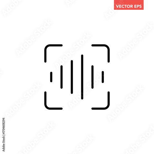 Black single sound recognition line icon, simple digital speech detection flat design infographic pictogram vector for app logo ads web button ui ux interface elements isolated on white background