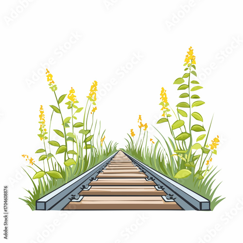 Abandoned railway overtaken by nature