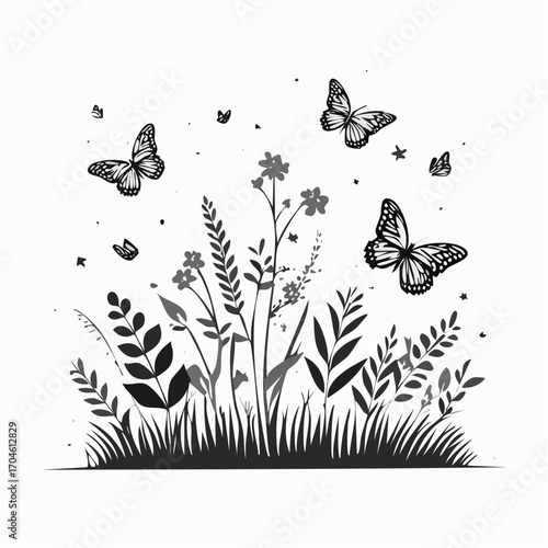 Tableau sur toile Dense summer meadow with flowers
