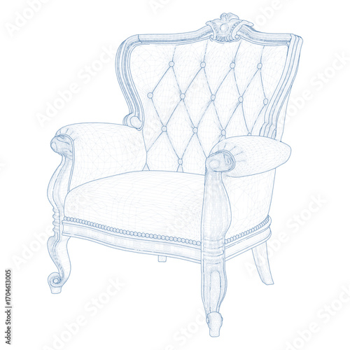 Antique Armchair Vector. Classic Retro Chair Illustration Isolated On White Background.