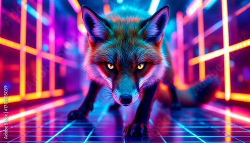 Neon Fox A Cyberpunk Wildlife Encounter