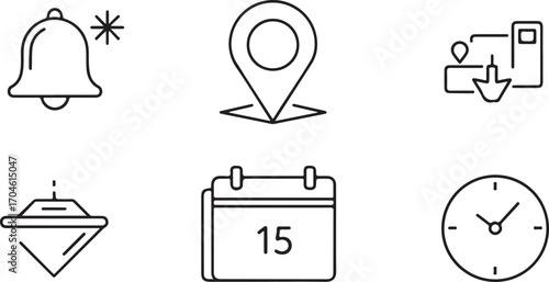 Basic Notification, Location, and Calendar Icon Set