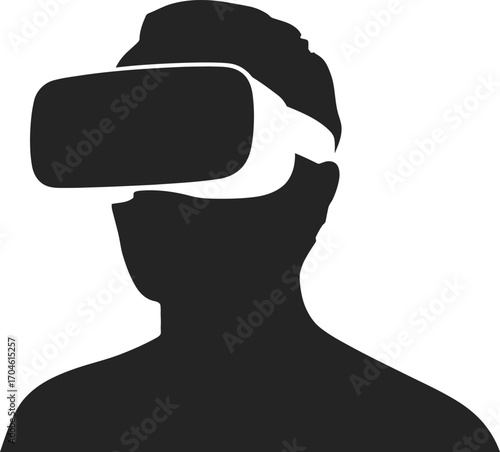 Silhouette of a person wearing a virtual reality headset