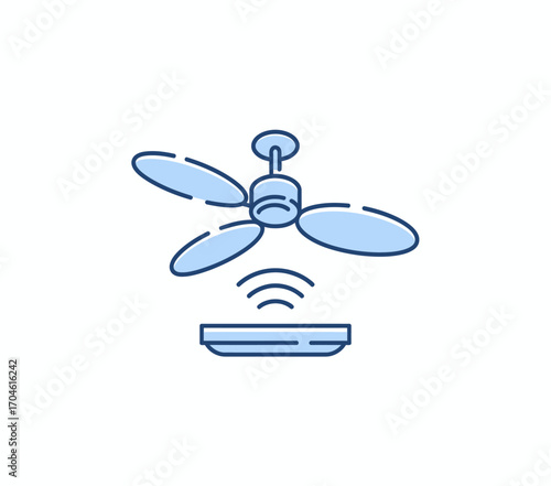 The image features a ceiling fan equipped with a wireless sensor, symbolizing the advancement of smart home technologies aimed at enhancing user comfort and convenience.