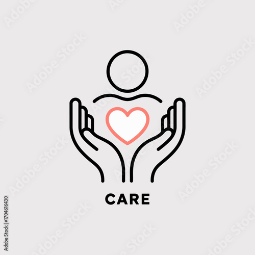 This image depicts a pair of hands cradling a heart and individual figure, highlighting the importance of compassion, care, and support for emotional well-being and community.