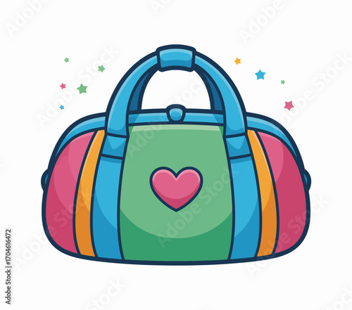 This image depicts a vibrant and colorful bag with a heart design, showcasing a playful and trendy accessory perfect for modern lifestyles and fashion enthusiasts.