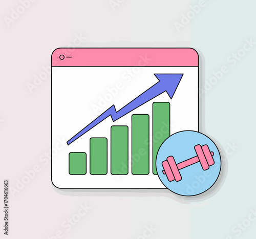 A visually captivating graph demonstrating fitness achievements and goals, representing the journey toward health and wellness through data-driven insights and vibrant design.