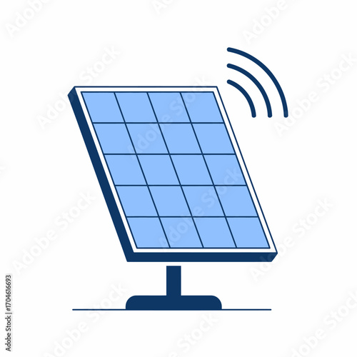 This stylized image features a solar panel emitting wireless signals, illustrating the fusion of technology and renewable energy in modern environmental solutions.