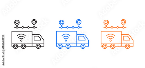 car delivery tracking icon set isolated on white background