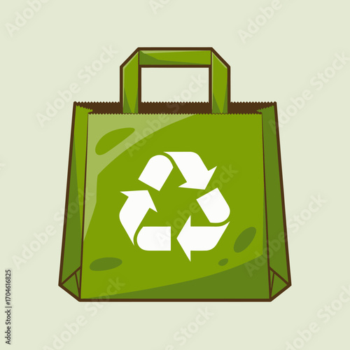 This image showcases an eco-friendly reusable shopping bag adorned with a recycle symbol, representing sustainability and the importance of reducing waste in our daily lives.