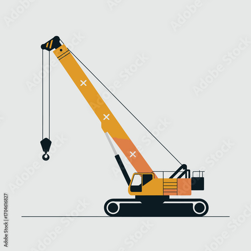 An engaging depiction of a construction crane positioned in action mode, illustrating its potential in real construction scenarios while emphasizing its robust design and capability.