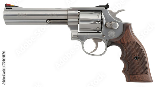 Wallpaper Mural Stainless Steel Revolver Handgun with Wooden Grips and pistol firearm Cutout PNG isolated on a transparent background Torontodigital.ca