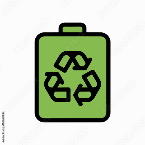 This image showcases a green battery depicting a recycling emblem, representing eco-consciousness and the significance of sustainable practices in modern energy consumption.