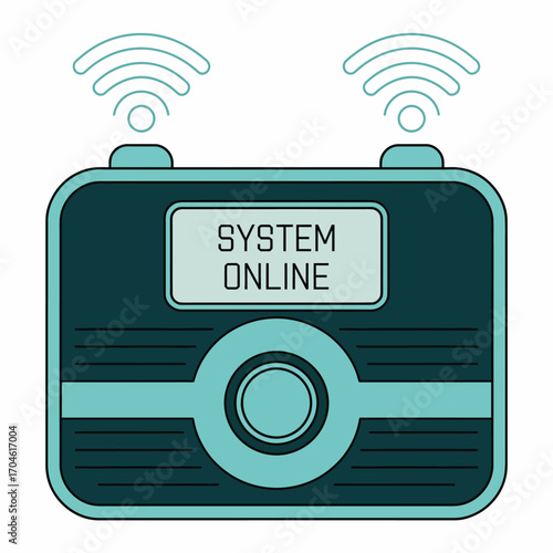 A stylized illustration of a digital communication device showcasing an online status display, symbolizing connectivity and the importance of technology in modern communication.
