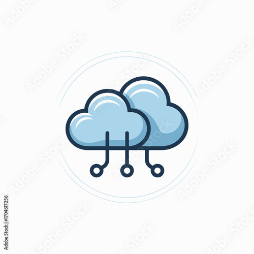 This image features a trendy cloud computing icon with connections, symbolizing the digital world and connectivity. It's excellent for tech-based visuals or services.