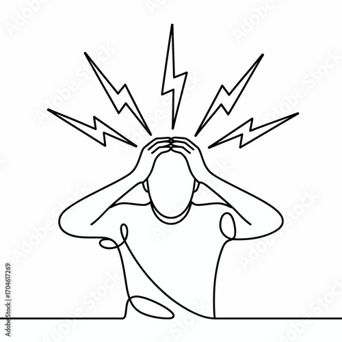 An art illustration showing a person with hands on their head and surrounding lightning bolts symbolizes the internal struggle and emotional stress experienced in life.