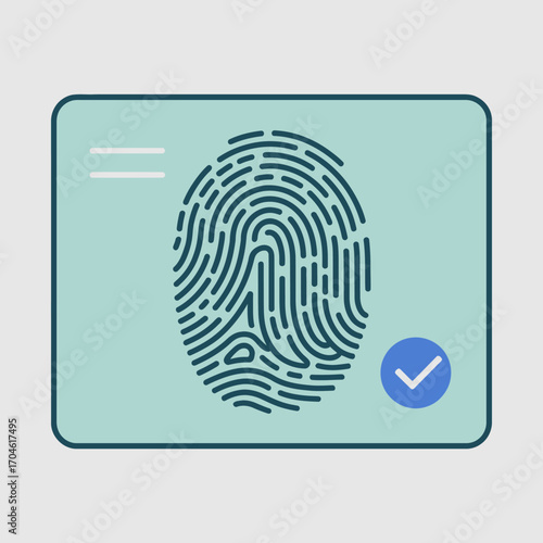 This image showcases a stylized fingerprint on a card, emphasizing themes of security, biometric identification, and personal validation in a modern, digital world.