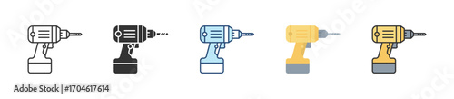 Drill Icon Set Multiple Style Collection