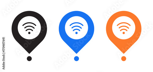 wifi location icon set isolated on white background