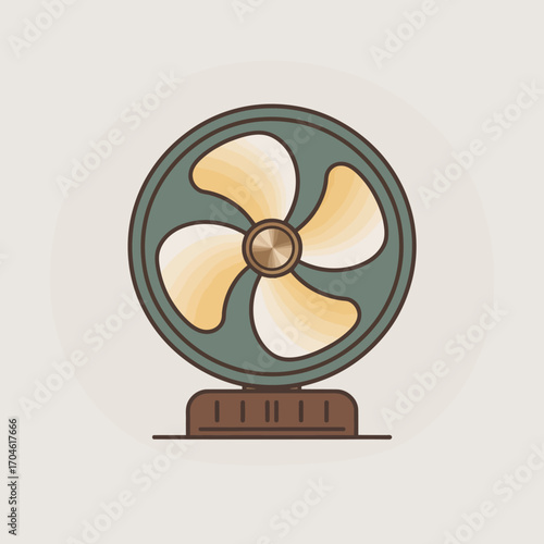 This image highlights a classic vintage fan, known for its timeless design and functionality, perfect for adding a touch of character and nostalgia to any indoor space.